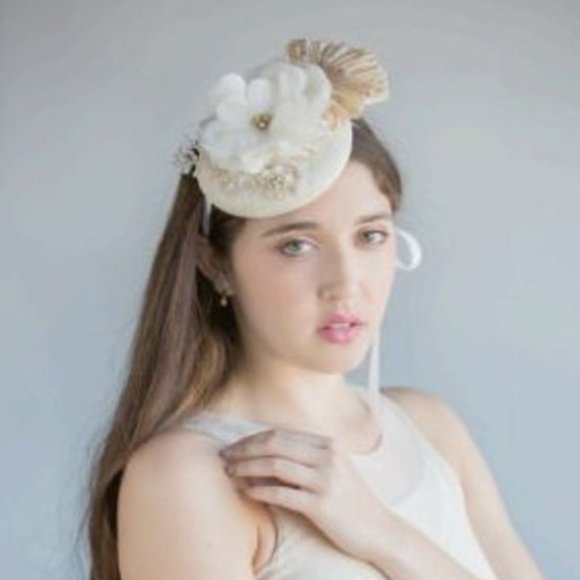 Bridal Hat, Flower Fascinator,  Couture Hat. main image 6